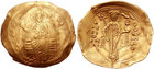 A BYZANTINE GOLD COIN WITH CHRIST ENTHRONED