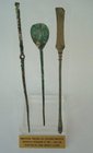 THREE ROMAN BRONZE MEDICAL AND SURGICAL INSTRUMENTS