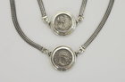 TWO SILVER COINS OF JULIA DOMNA IN BRACELET AND NECKLACE