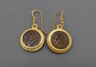 TWO WIDOWS MITE OF ALEXANDER JANNAEUS IN GOLD FILLED EARRINGS